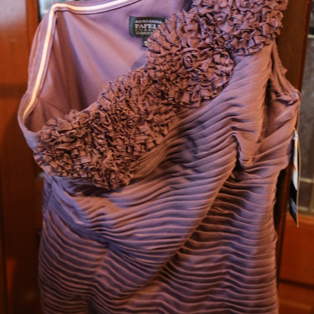 NEW - One shoulder ruffled purple cocktail top by Adrianna Papell - Size 8